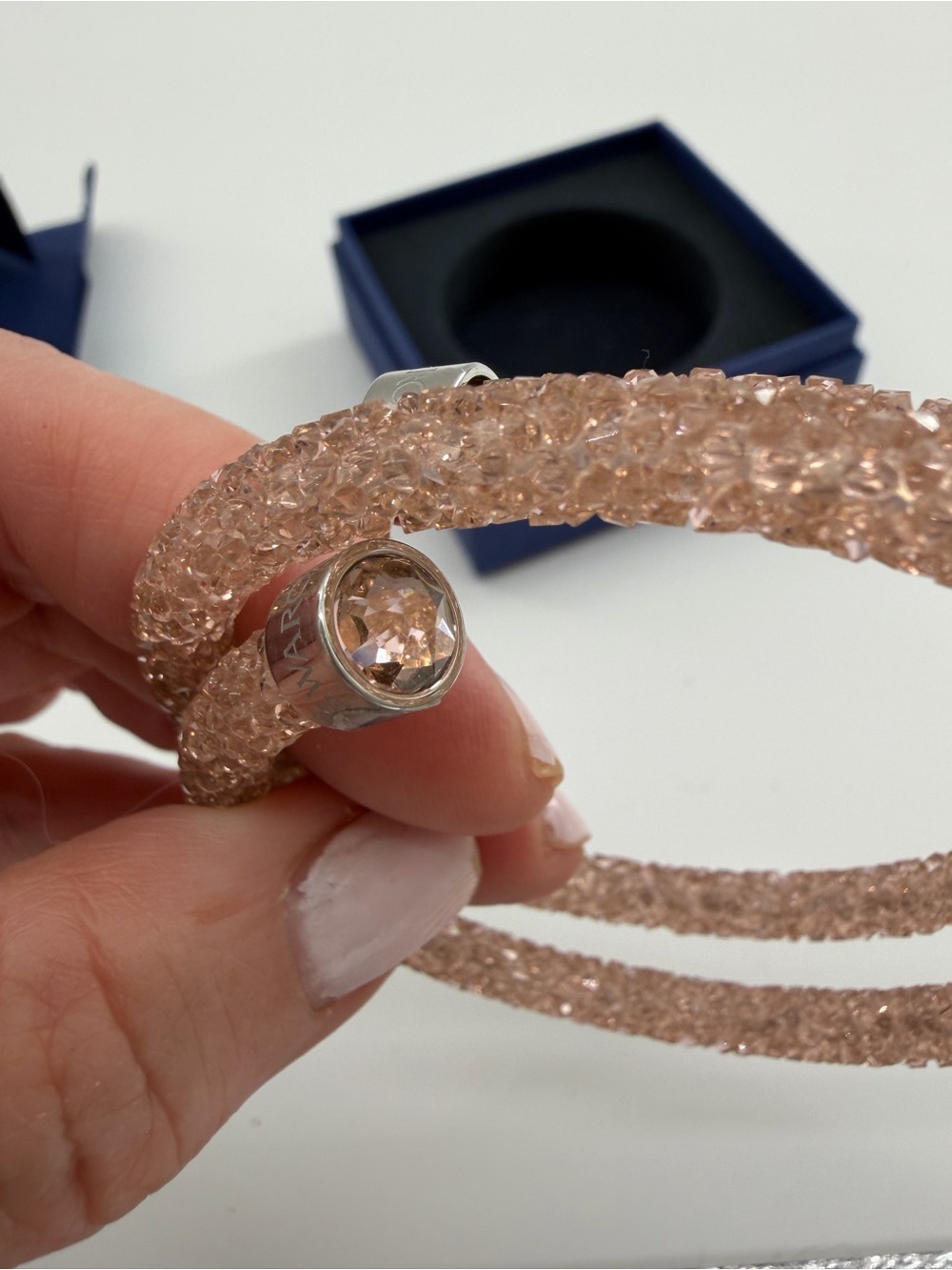 Swarovski Crystal Dust  Pink Rose  Crystal Tube Wrap Bracelet New